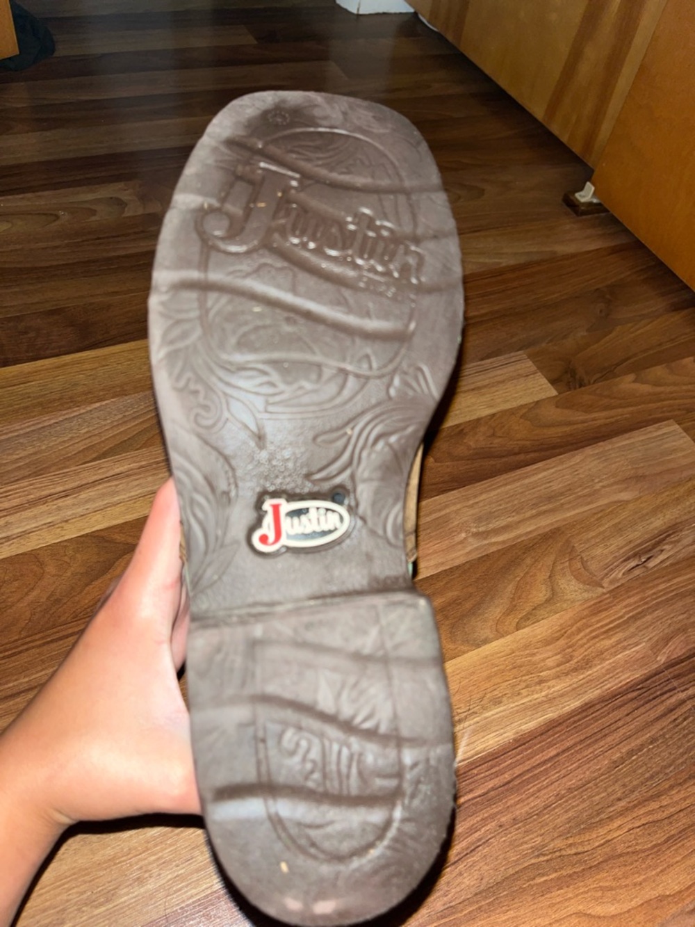 Women’s Justin cowboy boots brown and green size 8.5 - Picture 3 of 3